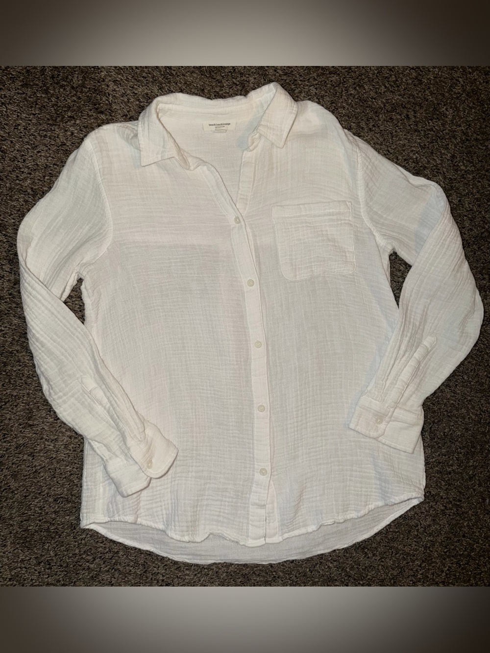 beachlunchlounge 100% Cotton white Gauze Button-Down Shirt - Picture 6 of 15